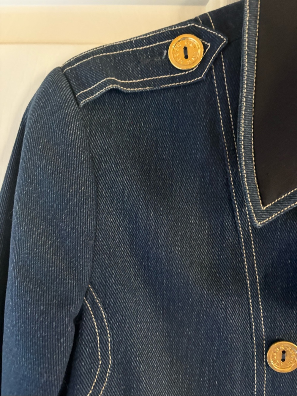 Celine rare vintage Denim Jacket with gold metal stamped Celine on shoulder - Picture 7 of 10